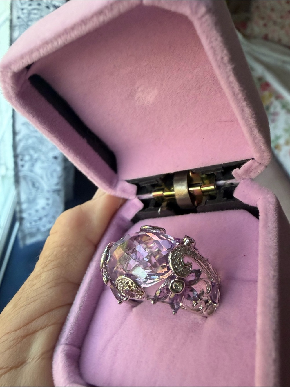 14K WG Rose de France Amethyst Ring - Picture 6 of 7